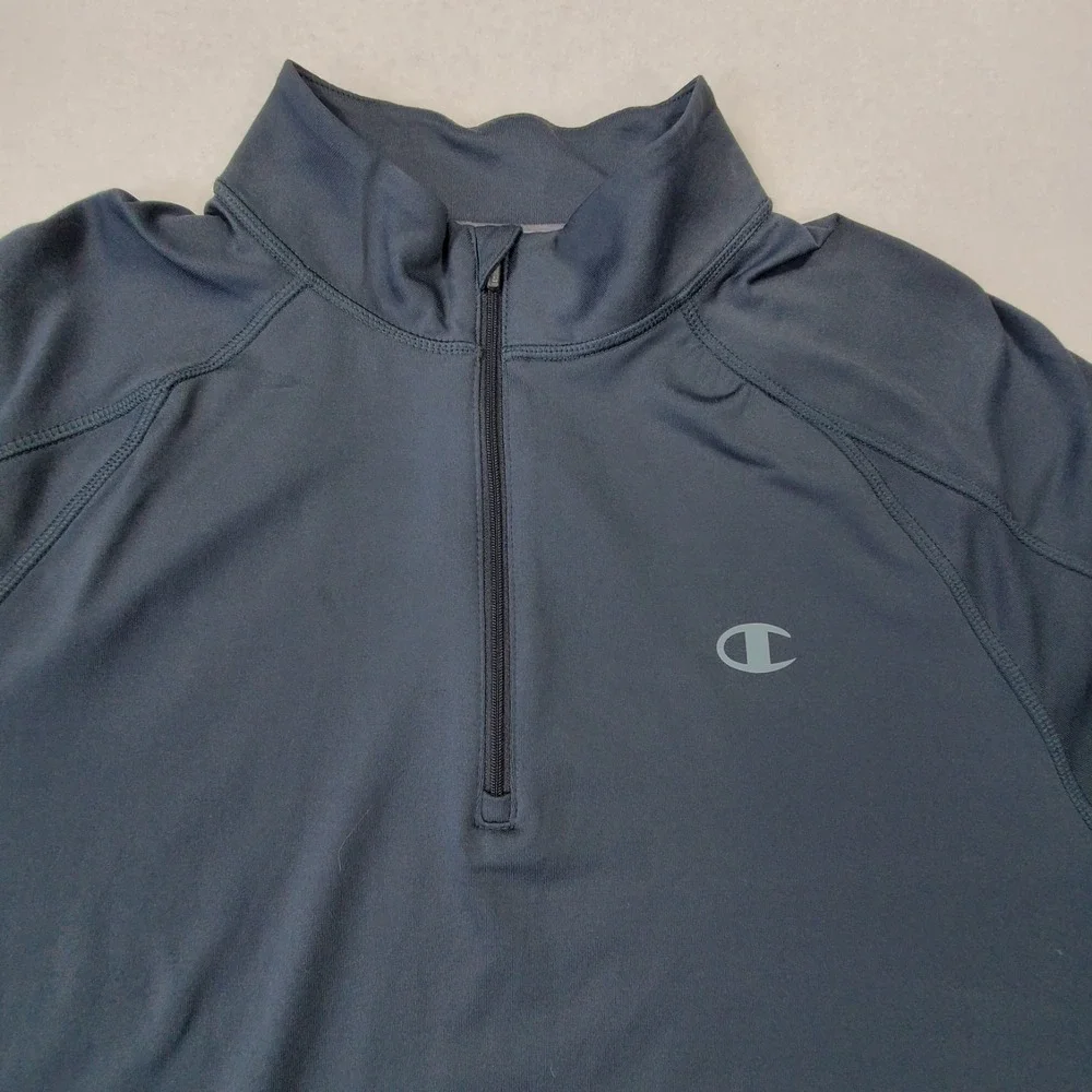 Champion Performance Quarter Zip Pullover Men Large Blue Duo Dry‎ Athletic